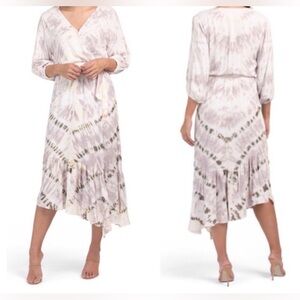 Young Fabulous & Broke Mauve Harvest Jillian Wrap Dress Tie Dye EUC